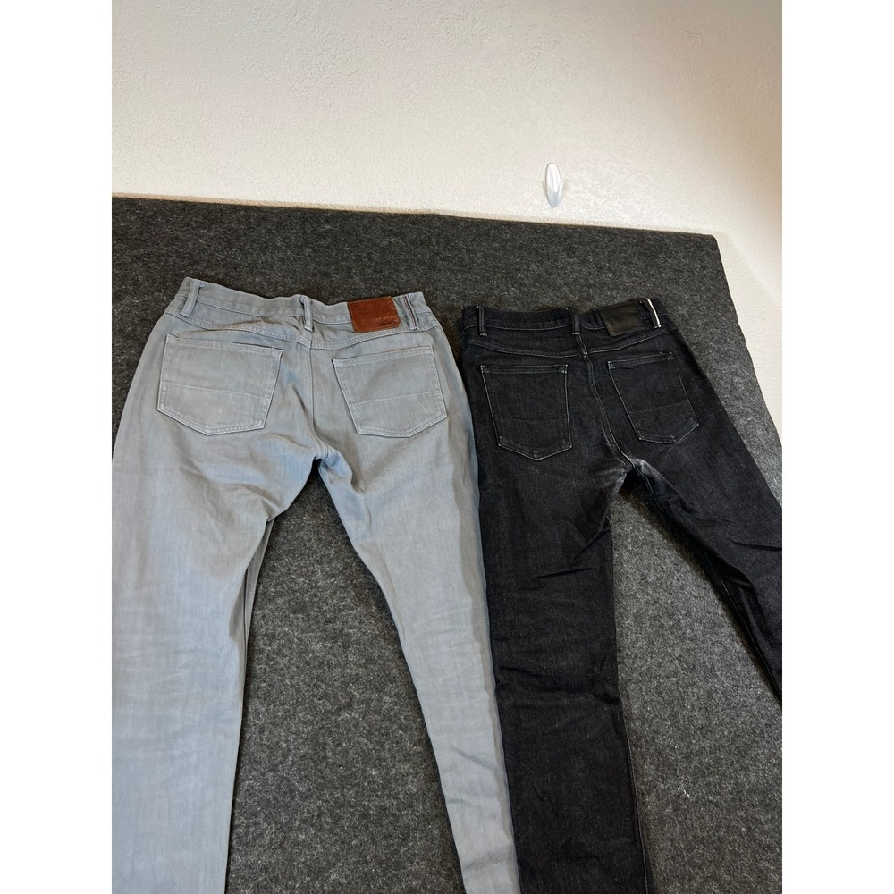Gustin Raw Selvedge Slim Fit Jeans Mens Gray 32 Black 34 Button Fly USA Lot of 2